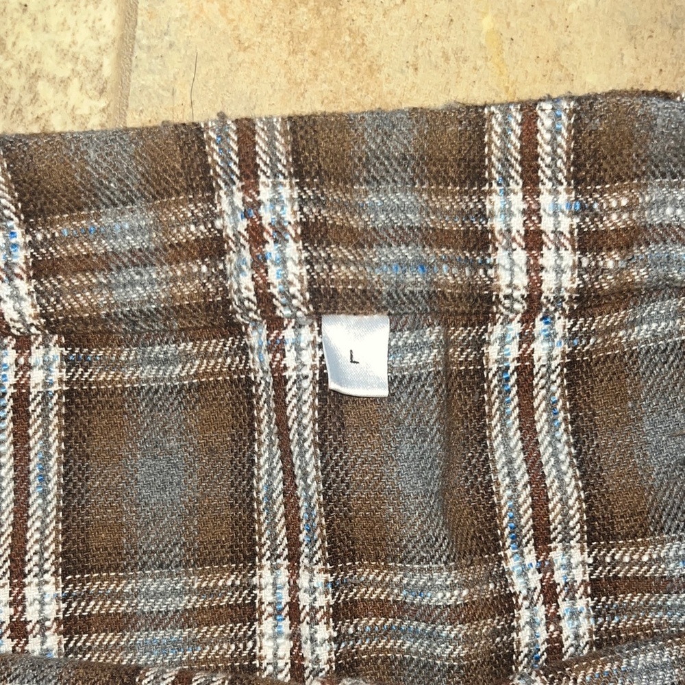 Women Large Plaid Brown Button-Down Skirt - Picture 5 of 6